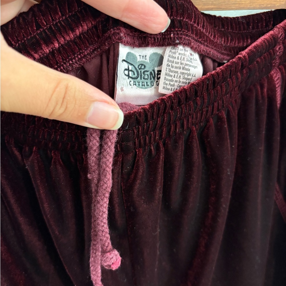 Vintage Disney Winnie the Pooh Burgundy Velour Lounge Set L Oversized 90s Rare - Picture 11 of 13